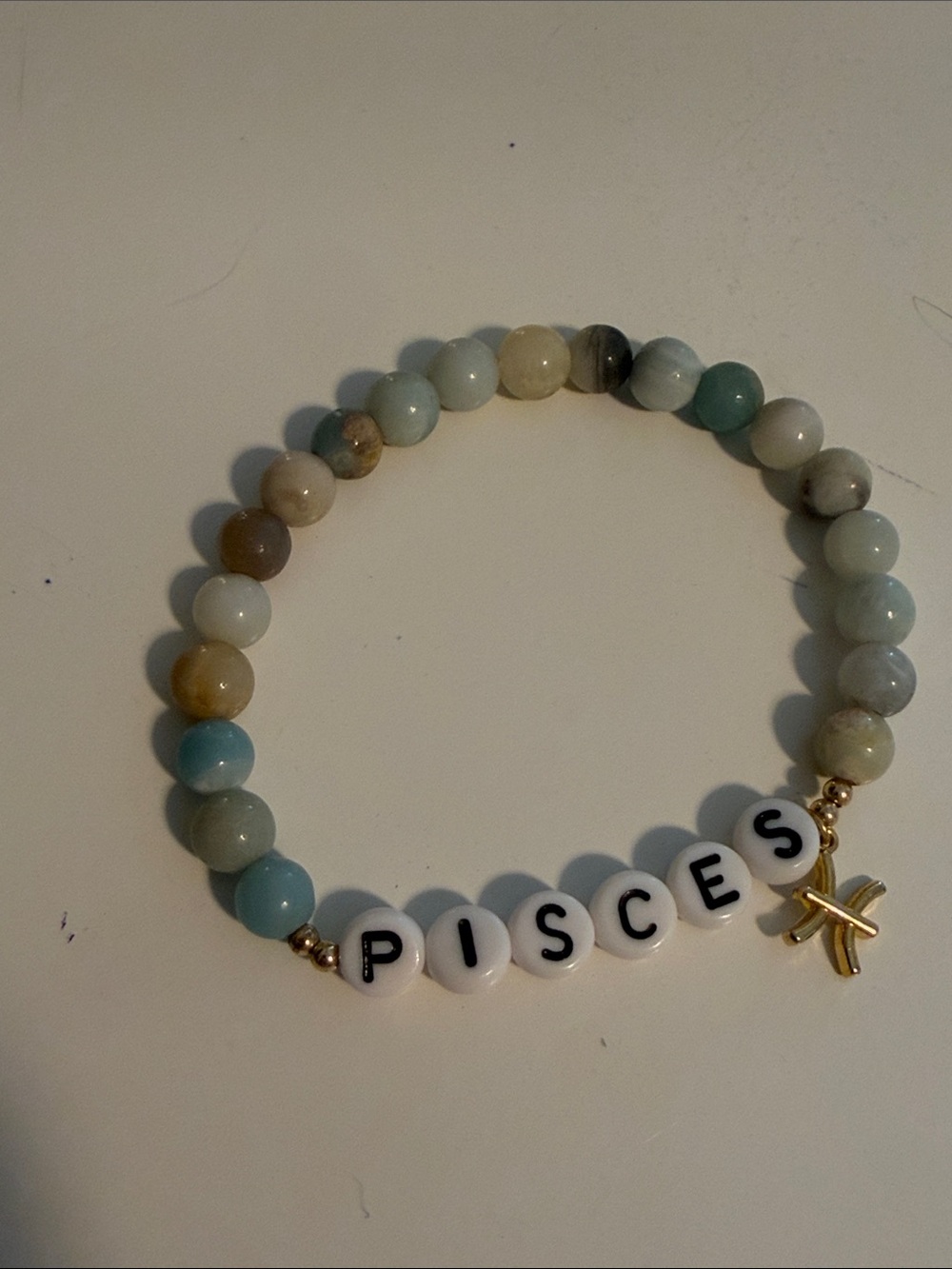 Names for Good Pisces Beaded Zodiac Bracelet with Gold Starfish Charm M/L